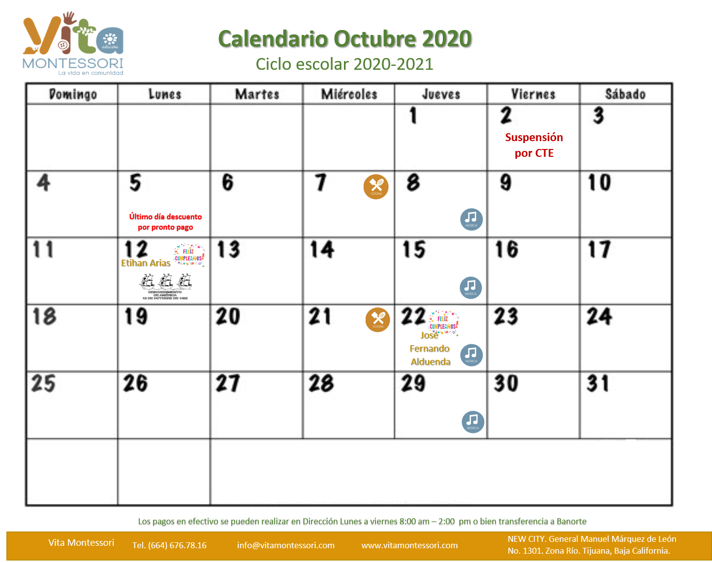 calendario octubre 20