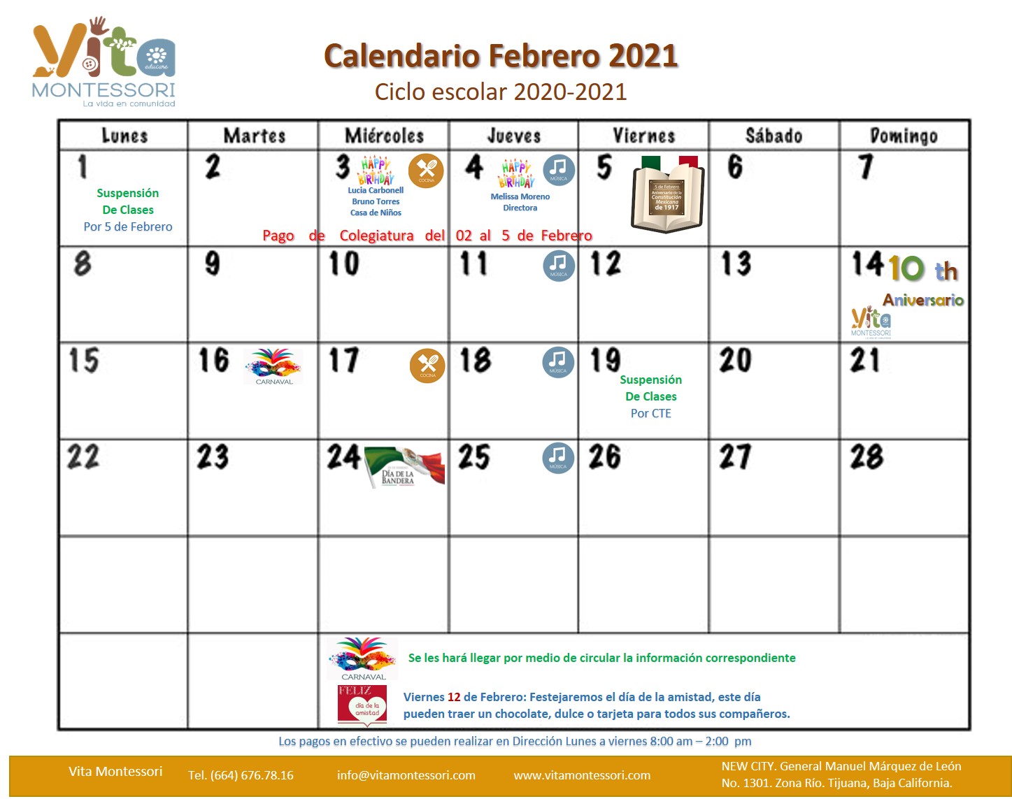 Calendario Febrero 2021